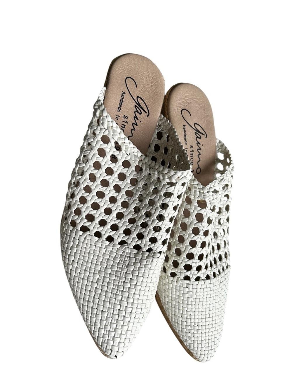 Gaimo Handmade Espadrille Wedges Featuring a White Woven Upper Size 38